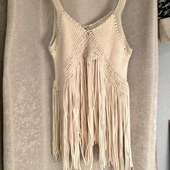 UO Staring at Stars boho macrame fringe top - Picture 2 of 5